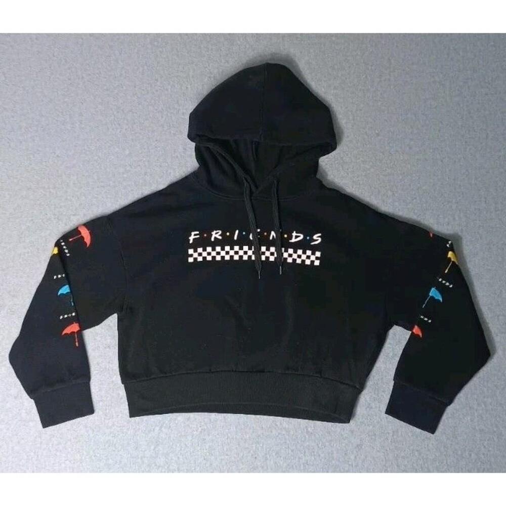FRIENDS TV Show Junior Girls Crop Top Hoodie Pull Over Size S 3/5 Graphic Y2K